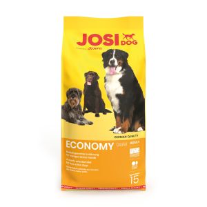 JosiDog Economy 15 kg Sack– Trockenfutter für ausgewachsene, weniger aktive Hunde, mit hohem tierischem Proteinanteil und knackigen Kroketten.
