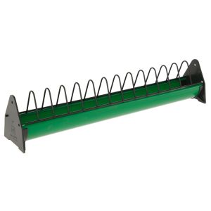 Grüner Futtertrog für Geflügel 50 cm lang und 7 cm breit, zur Essensaufnahme, zur stressfreien Futteraufnahme, mit einzelnen Parzellen durch Gitterstäbe
