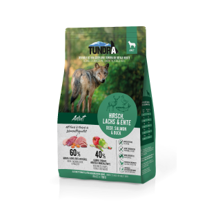 Kleiner Beutel Tundra Dog Trockenfutter Hirsch Ente Lachs 750 g