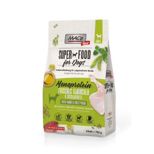 Sack MAC’s DOG Mono frisches Kaninchen 750 g trocken hunde futter