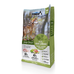 Beutel Tundra Dog Large Breed Pute Huhn Hering 3,18 kg – getreidefreies Trockenfutter mit viel Fleisch & Fisch für große Rassen