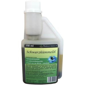 Wallitzer Schwarzkümmelöl für Hunde in der 250ml Plastikflasche