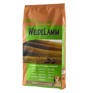 Markus Mühle WEIDELAMM 15 kg Trockenfutter-Beutel – kaltgepresstes Lamm‑Trockenfutter mit Gemüse, Hanföl, Leinsamen und Muschelextrakt.